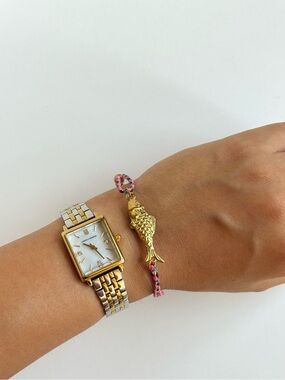Coastal Fish Bracelet Pink Rope Chain